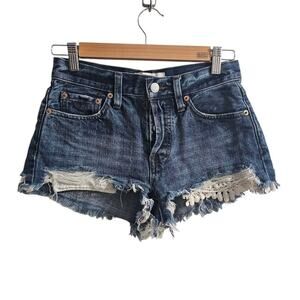 WE THE FREE Daisy Chain Lace Frayed Denim Short Size 24